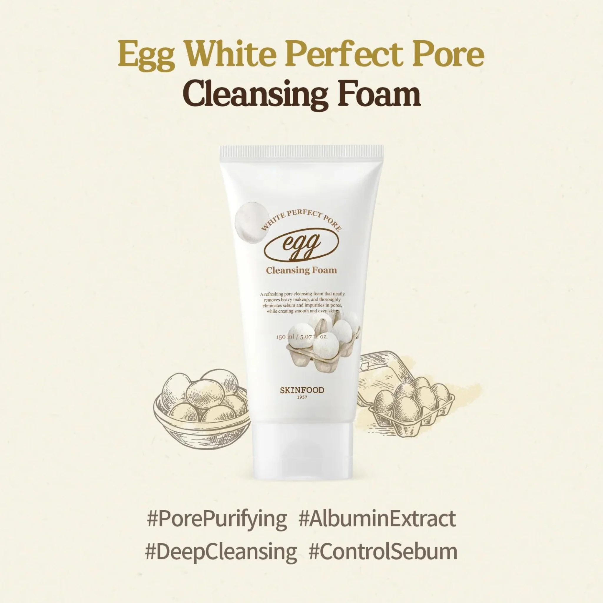 Egg White Perfect Pore Cleansing Foam (150ml) - Image 2